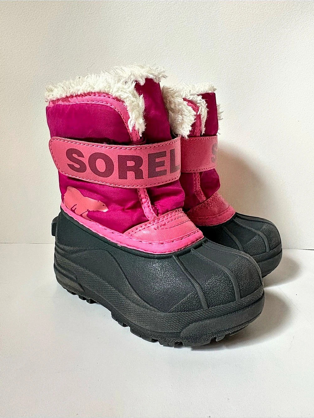 Sorel Snow Commander Girls US 8 Pink & Black Winter Boots